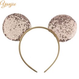 14pcs/lot Big Sequin Mouse Ears Hairband For Girls Mouse Birthday Party Headband Kids Glitter Ear Hair Accessories LJ201226