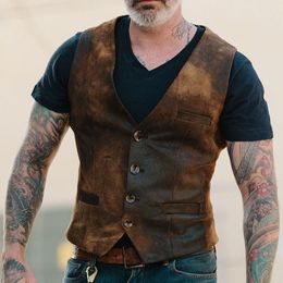 Vintage Suit Vest Men Brand Retro Mens Sleeveless Waistcoat Gilet Homme Casual Slim Fit Gentleman Business Cowboy Vests 3XL Y201026