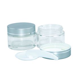 10Pcs 50cc Clear Vitreous Cream Bottle with Silver Screw Cap Small Delicate Lovely Gifts Cosmetics Jar Skin Care Products Vial