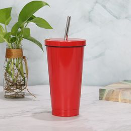 Straw Coffee Mugs Stainless Steel Thermos Tumbler Coffee Cup Vacuum Flask thermo Water Bottle Tea Mug with metal straw cups V3