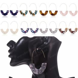 8 Styles Simple U-Shape Acrylic Drop Earring For Women Geometry Big Earrings Personality Jewellery Leopard Semicircle Earring