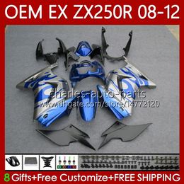 Injection Mould Body For KAWASAKI NINJA ZX250R ZX 250R EX250 ZX250 R 08 09 10 11 12 Bodywork 81No.100 ZX-250R 2008 2009 2010 2011 2012 EX250R 08-12 OEM Fairing Silvery blue