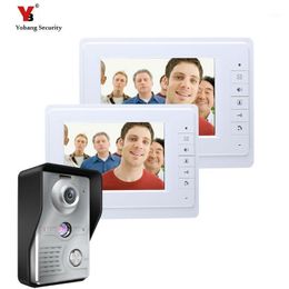 Yobang Security 7 inç Görüntülü Kapı Telefonu Interkom Kapı Çan Sistemi IR Kamera ile Eller-Ücretsiz İki Monitör Video Bell1