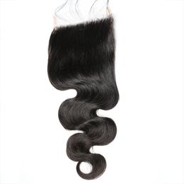 5x5 Body wave HD lace closure Virgin Brazilian Human Hair Free Middle Three Part Closure Natural Colour