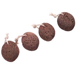 Natural Exfoliator Foot Stone Ellipse Pumice Stones Punch Holes SPA Tools Lanyard Design Reusable Brown Convenient