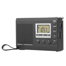 HanRongDa Portable FM Radio FM/AM/SW Digital Alarm Clock Time Display Music Player Speaker With Earphone HRD-310