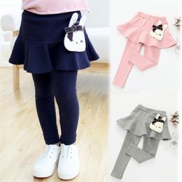 Lovely Cotton Girls Pants Spring Autumn Kids Leggings 2- Children Clothing Warm Baby Girl Skirt-pants Pencil Pant Trousers LJ201019