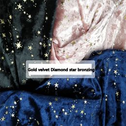 100*140CM Gold velvet Diamond star bronzing fabric for dress elastic force thin soft DIY quilting Handmade flannel patchwork
