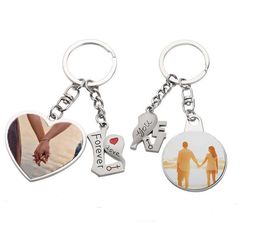 Fedex Sublimation Couple Keychain party Favour Metal Letter Engraving Charm Heart-shaped Key Ring Romantic Valentine's Day Gift