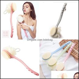 long handle bath sponge wholesale NZ - Bath Brushes, Sponges & Scrubbers Bathroom Accessories Home Garden Shower Room Arc Brush Household T Shaped Long Handle Two In One Adt Child
