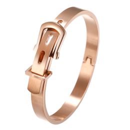 Luxury Brand 8MM Width Gold Bangle Stainless Steel Buckle Bracelet for Men Women Couples Gift