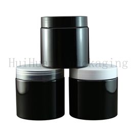 20X200g Black empty round cosmetic cream PET container clear plastic bottle for packaging Powder jar,bath salt pot lid