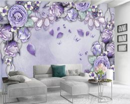 Flower 3d Wallpaper Romantic Purple Flower 3d Wallpaper Digital Printing HD Decorative Beautiful Wallpaper