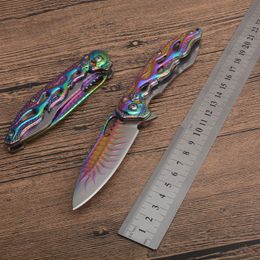 1Pcs New Assisted Fast Open Flipper Folding Blade Knife 7Cr7Mov Titanium Coated Blade Stainless Steel Handle EDC Pocket Knives