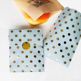 Gift Wrap 24pcs Paper Bags With Heart Dots Sticker Foil Gold For Wedding Birthday Baby Shower Party Candy Packaging Favor1