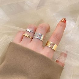 Gold Silver Butterfly Rings For Women Men Lover Couple Ring Set Friendship Engagement Wedding Open Rings 2pcs/set