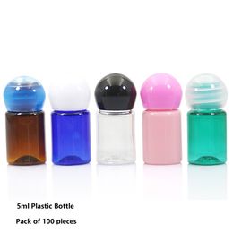 5ML Small Ball Shape Cap Refillable Lotion Bottle Mini Empty Plastic Cosmetic Perfume Toner Cream Essential Oil Container Vials