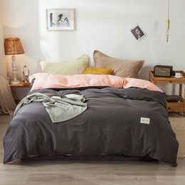 1 pc 100%Cotton Grey Comforter Cover Plain Dyed Quilt Cover Queen Size housse de couette Duvet cover king size LJ201015