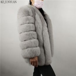 KEJINYUAN real fur coat fox sleeves detachable fur veat winter warm fashion leather natural fur Genuine Leather coats new style 201212