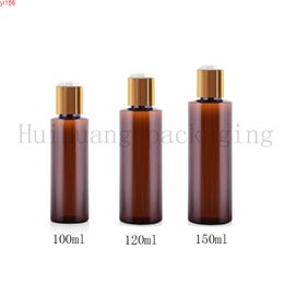 50pcs 100ml 120ml 150ml 200ml brown empty plastic bottle with gold Aluminium disc top cap,oil bottles,shampoo bottlegood product