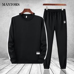 Sportsuit Men Sets Autumn Winter Long Sleeve Hoodies Fitness Tracksuit Mens Casual Pants Brand Clothing Patchwork Brand Set Male 201201