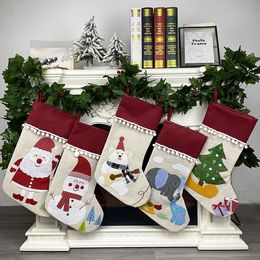 Рождественские носки мешок подарка на рождество детей отделка подарок носки рождественской елки кулон конфеты мешок T500357