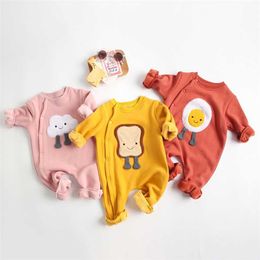 MILANCEl Winter Baby Rompers Toddler Girls Jumpsuits Cartoon Boys Clothes Fur Lining Outfit 211229