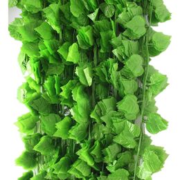 2.3M Each Artificial Decortive Flowers Green Grape Leaf Vines For Home Ceiling Wall Haning Ornament Garden Decor