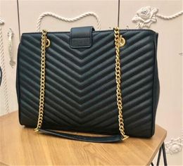 Neue klassische 32 cm x große Jumbo-Damentasche aus echtem Leder, V-förmige Taschen, gesteppte Doppelklappen, Schultertasche mit Kette, Einkaufstaschen, Messenger-Handtasche