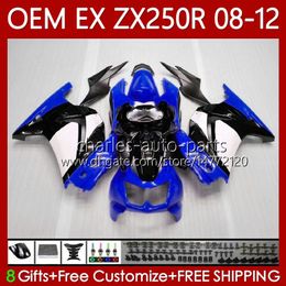 Injection Fairings For KAWASAKI White blue blk NINJA EX ZX 250R EX250 ZX250 R 2008 2009 2010 2011 2012 Bodywork 81No.150 ZX250R EX250R 08-12 ZX-250R 08 09 10 11 12 OEM Body