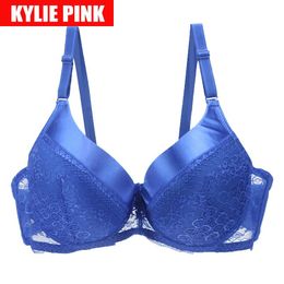 KYLIE PINK Brand Luxury Plus Size Bra 90 95 100E Lace Bralette For Woman Straps Adjust Push Up Bust Wire Bras Underwear 201202