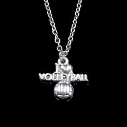 Fashion 21*20mm I Love Volleyball Pendant Necklace Link Chain For Female Choker Necklace Creative Jewellery party Gift