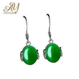 Dangle & Chandelier Anillos Yuzuk Agate Gemstone Drop Earing For Women Real 925 Sterling Silver Jewelry Earings Wedding Anniversary Paty Gif