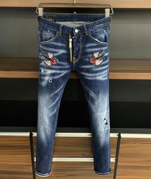 new brand of fashionable european and american mens casual jeans highgrade washing pure hand grinding quality optimization l9802