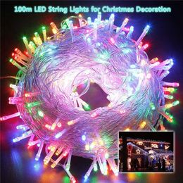 9-color 100m LED Christmas garland lights string outdoor street decoration fairy holiday lights EU plug for the wedding New Year Y201020
