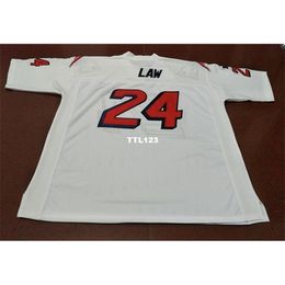 hot 3740 Custom 24 Ty Law Retro 1995 White BLUE Colour 3740 College Jersey Size S-4XL or custom any name or number jersey