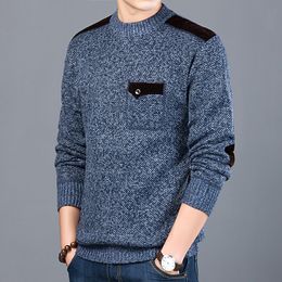 Men's Sweater Plus Size O Neck Fleece liner Pullover Oversized Sweaters for Men Korean Knitted Pullovers Jumper Men's Clothing 201203