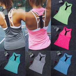 Casual Sleeveless Yoga Shirts Women Gym Tank Vest Tops Running Sporting Stretch Fast Dry Wicking Fitness Sports Bras T200601