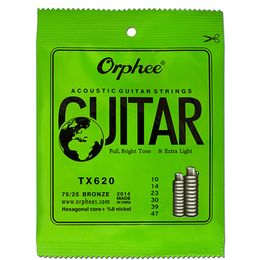 Orphee TX620 010-047 Acoustic Guitar Strings Hexagonal Core+8% Nickel Bronze Bright tone Extra Light Accessories