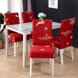 4/5/6 Pieces Chair Cover Christmas Cheap Stretch Chair Cover Seat Slipcovers For Dining Room Hotel Banquet Home Office Y200103