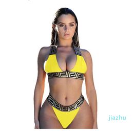 Sexy Bikini Sets For Women Bandage Swimsuit Crop Top Swimwear Bathing Suit High Cut Beachwear Solid Print Bather