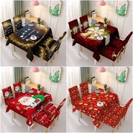 Christmas Cloth Chair Rectangular Tablecloth Polyester Xmas Dinning New Year Gift Dustproof Table Cover 201123