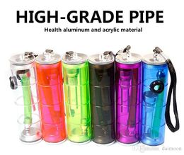 Tobacco Colorful hookah shisha Water pipes Aluminium Alloy Acrylic Metal Pipe Portable smoking accessories wholesale 185mm length