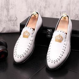 Flat New Dandelion Leather Spikes Rhinestone Fashion Mens Loafers Dress Slip on Casual Diamond Pointed Toe Shoes Size 38-43 W29 5 Diamd