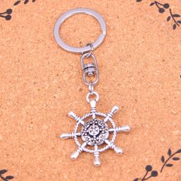 Fashion Keychain 40*34mm hollow rudder helm Pendants DIY Jewellery Car Key Chain Ring Holder Souvenir For Gift