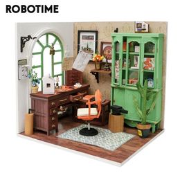 Robotime New Arrival DIY Jimmy's Studio Doll House with Furniture Children Adult Miniature Dollhouse Wooden Kits Toy DGM07 LJ200909