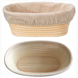 Bakeware Oval Bread Banneton Proofing Basket with Liner Handmade Rattan Bowl Perfect for Sourdough Bread Baking XBJK2202