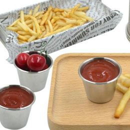 Stainless Steel Sauce Cups Potato Chips Tomato Paste Cup Restaurant Salad Sauce Dipping Bowls#8626