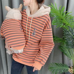 Autumn and winter dog kitten's two legged clothes and plush hooded pet parent-child cotton padded clothes Korean women's sweater T200710