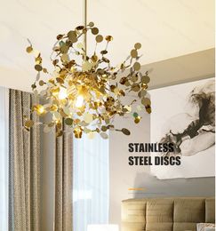 Free shipping chandelier lighting Nordic design Gold stainless chain lamp living room dining room bedroom led light